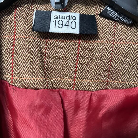 Studio 1940 Brown Herringbone Blazer Size 18W - Picture 6 of 8